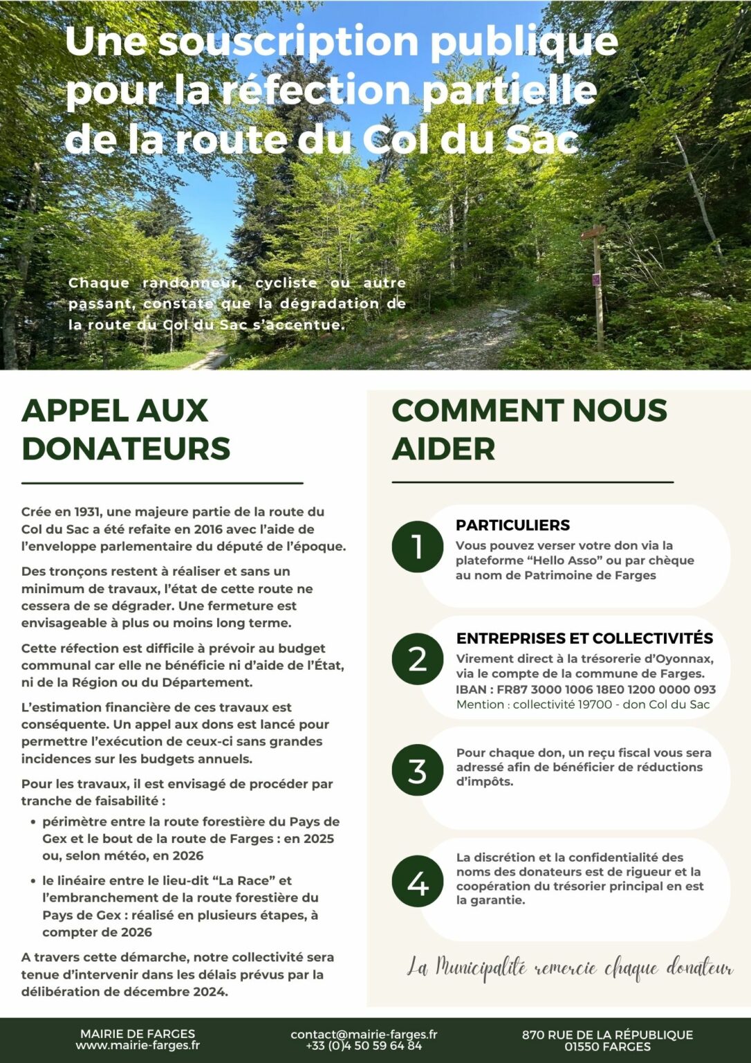 Souscription publique pour la réfection partielle de la route du Col du ...